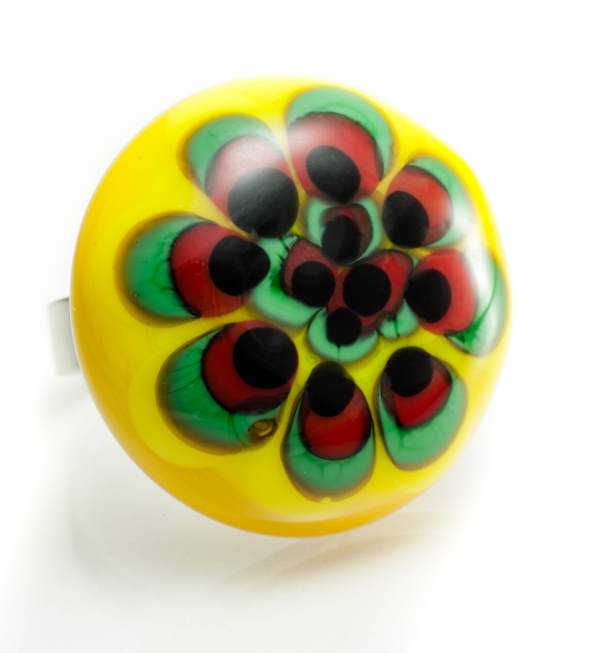 Prsten Crveno crno zeleni buket